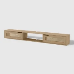 Modern Boho Floating TV Stand For TVs Up To 80" With Rattan Doors Coastal Oak - Saracina Home -Saracina Living Deals Sales Store GUEST 3a100323 f49a 4189 ba7b ff83251adcba