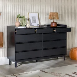 Saracina Living Deals Sales Store 21 Mid-Century Modern Solid Wood 9 Drawer Horizontal Dresser - Saracina Home